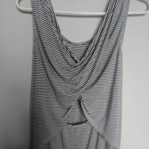 Francesca's Blk/White Stripe CrissCross Back Tank